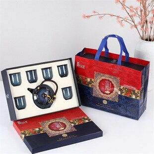 精选淄博博山陶瓷琉璃大观园窑变茶具整套装功夫茶具一壶六杯礼盒