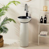 简约立柱盆洗手台盆一体落地立式 阳台面盆室外庭院水池 洗脸盆柱式