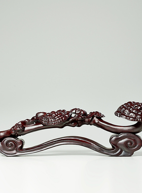 黑檀木雕刻如意摆件中式实木客厅装饰木质工艺品摆设乔迁新居礼品