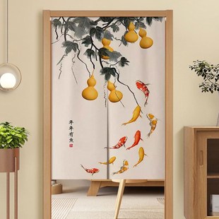 精选中式门帘隔断帘家用卧室厕所门对门化解风水帘客厅免打孔遮挡