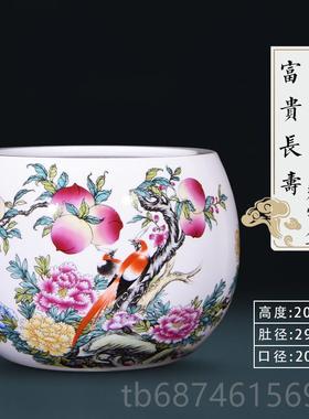 新款高中档景德镇陶瓷居聚宝新式盆开业装饰摆件家客厅电视柜乔迁