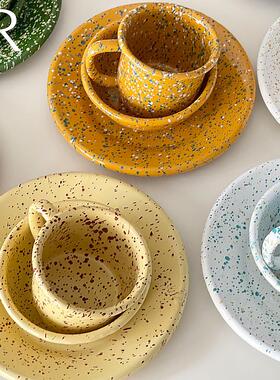 韩国Eding 搪瓷泼墨彩色马克杯手握杯珐琅水杯咖啡杯早餐家用餐具