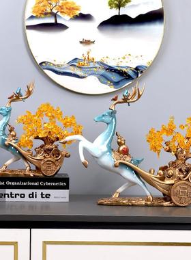 鹿摆件创意发财树招财客厅电视柜酒柜玄关乔迁结婚开业送礼装饰品