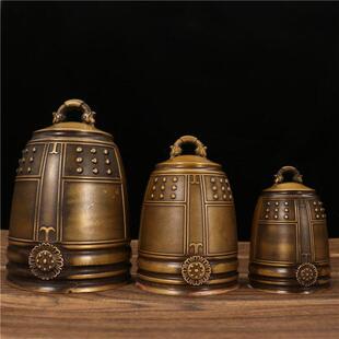 纯黄铜六字真言铜钟平安钟挂饰铜铃铛警钟上市钟挂件铜钟摆件