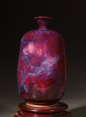 稀雀 周家钧窑 周家造 小口纳福瓶钧瓷摆件 办公室客厅赏瓶花瓶