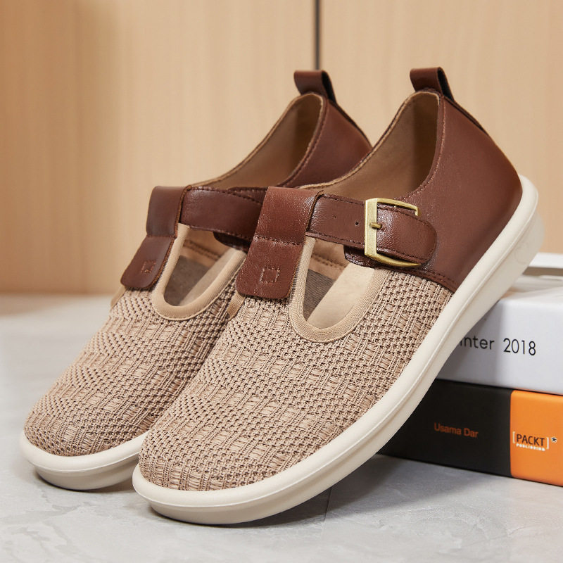 鞋子女夏季新款休闲百搭女鞋轻便透气单鞋搭扣软底不臭脚妈妈鞋