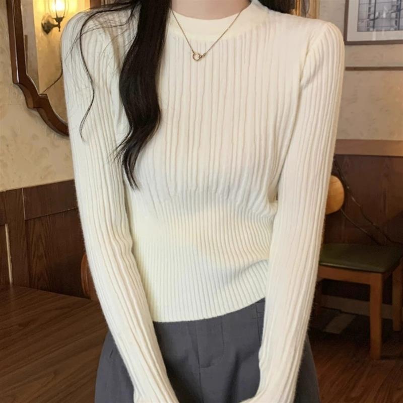 韩版气质低领打底衫2025新款女秋冬季针织衫毛衣内搭保暖体恤上衣