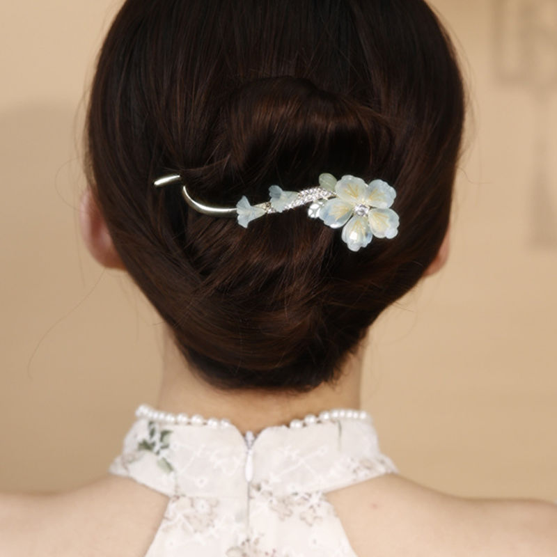 盘发一字夹发夹女后脑勺夹子青蛙扣横夹弧形扭扭夹头饰高级感