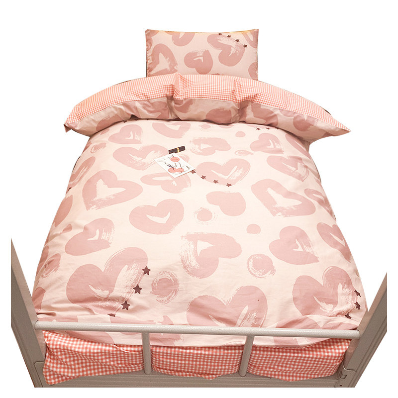 纯棉大学生寝室床上用品三件套女宿舍床单人被套床笠被子全套装六