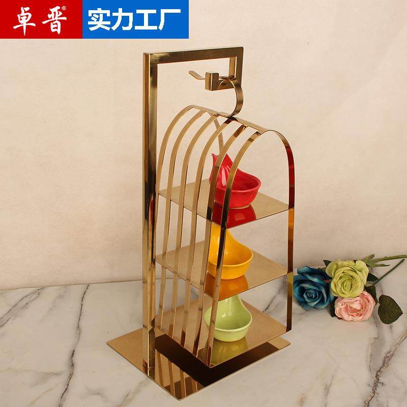 金色甜品台摆件冷餐茶歇台摆台下午茶点心架蛋糕架托盘展示架鸟笼