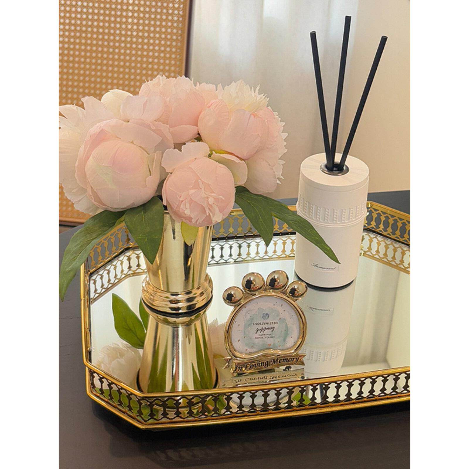 牡丹彷真花芍药花艺套餐假花玫瑰绣球花摆设客厅餐厅茶几边几饰品