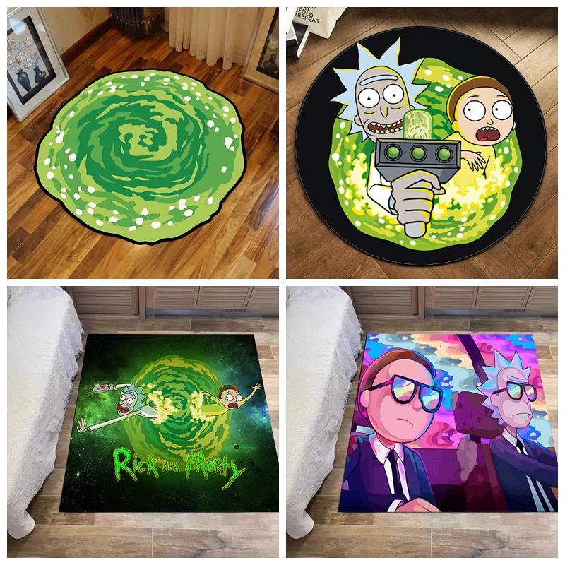 瑞克和莫蒂Rick And Morty卡通地毯卧室床边电脑转椅圆形防滑地垫