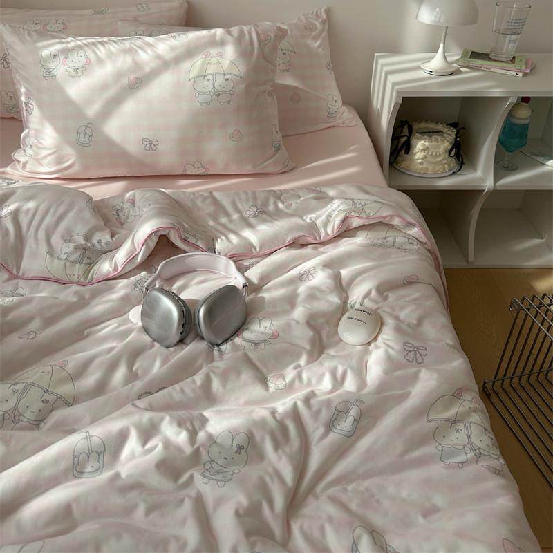 梨梦 撑伞小兔 可爱针织夏凉被四件套夏季薄被子单双人夏被空调被,床上用品,化纤被,淘宝优惠券,粉丝福利购,淘宝优惠卷