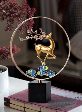 黄铜梅花鹿摆件客厅玄关工艺礼品摆饰酒柜装饰品办公室招财乔迁新