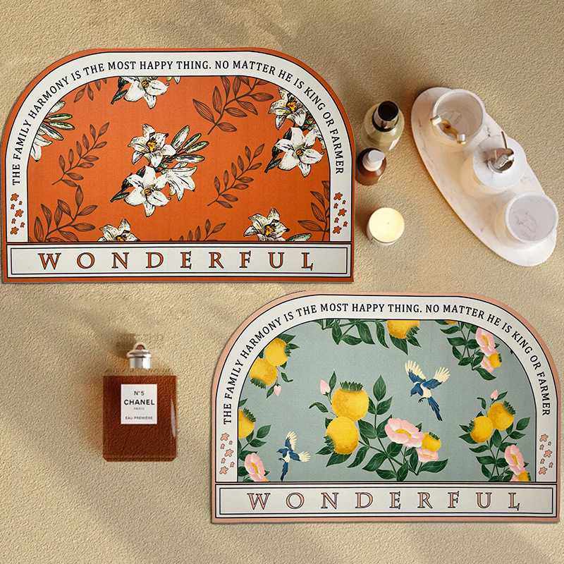 硅藻泥美式轻奢半圆浴室地垫卫生间吸水防滑门垫厕所门口防水脚垫,家庭/个人清洁工具,地垫,淘宝优惠券,粉丝福利购,淘宝优惠卷