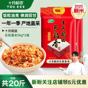 2025新米十月稻田长粒香大米5kg*2袋装东北米有嚼劲饭粒油润真空