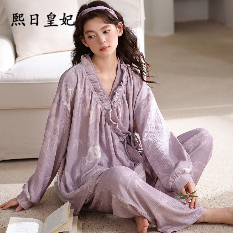 和服款开衫长袖套装宫廷风家居服