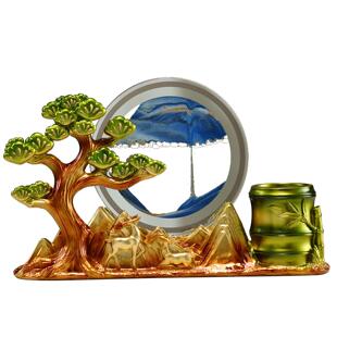 迎客松流沙画笔筒摆件轻奢高档书房办公室桌面装饰送领导老师礼品