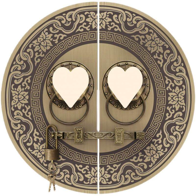 中式仿古大门纯铜拉手铜把手兽头狮子头虎头门环圆形复古木门门锁