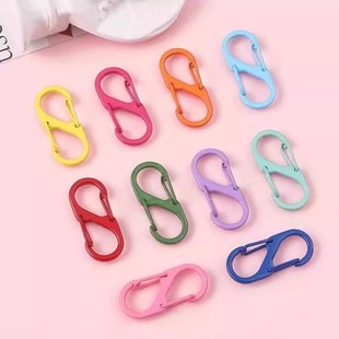 彩色烤漆多功能S型登山扣8字扣金属弹簧扣双向背包勾扣钥匙扣挂扣
