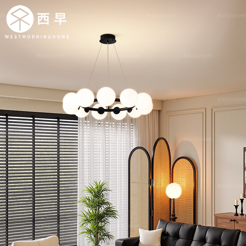 雪球法式中古客厅灯主灯吊灯卧室灯E低层高轻奢房间全光谱护眼灯