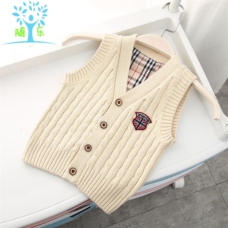 宝宝儿童马甲婴儿毛衣春秋装薄款棉针F织毛线男童外穿洋气开衫背