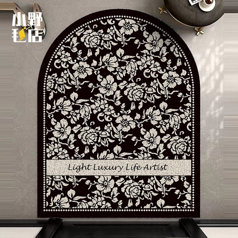 复古入户门垫进门地垫丝圈u脚垫法式奶油风地垫耐脏防滑垫子可裁