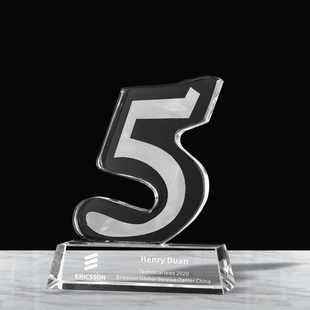 水晶奖杯奖牌员工奖杯q创意礼品公司年会定制作五周年十年数字奖