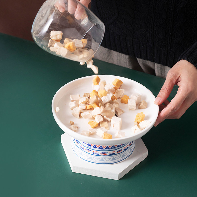 猫碗食盆宠物陶瓷水碗狗狗粮x碗饭碗防打翻猫咪高脚护颈专用猫盘