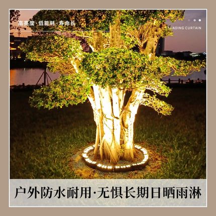 LED户外抱g树灯公园庭院投光灯草坪灯防水地灯室外插地环形射树灯