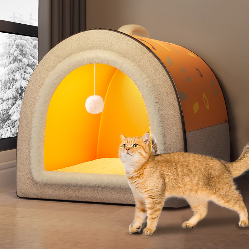 猫窝冬季保暖封闭式猫咪窝猫房子四季通用垫子可R拆洗狗狗窝狗帐
