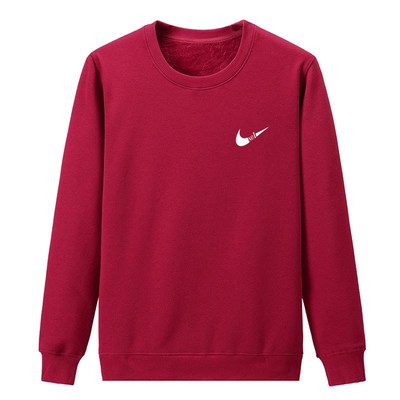 秋冬季男士加绒加厚保暖卫衣大码圆D领套头长袖t恤带绒上衣打底衫