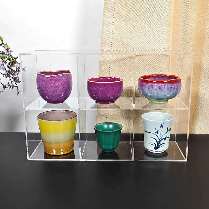 亚克力透明格子架水杯马克杯展z示架茶壶茶具收纳架杯子桌面置物
