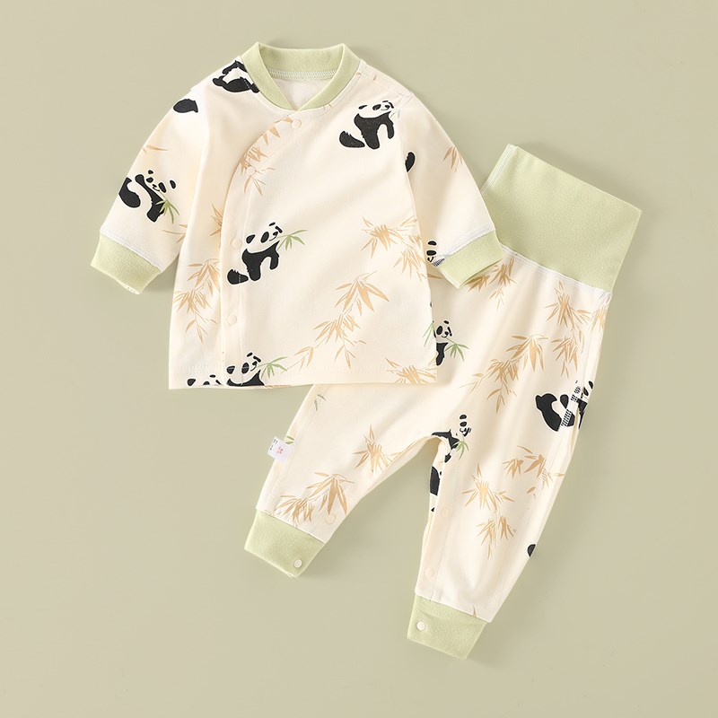 女宝宝秋衣秋裤纯棉春秋季男家z居服2件套按扣裆婴儿内衣套装超萌