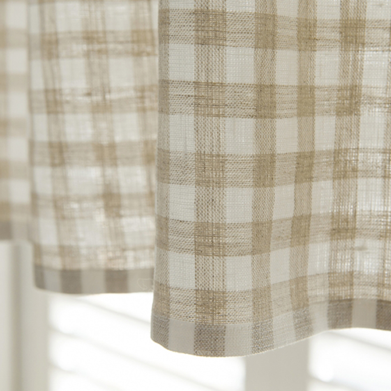 小清新飘b窗门帘布艺半帘厨房布帘格子卫生间小窗帘成品隔断帘短