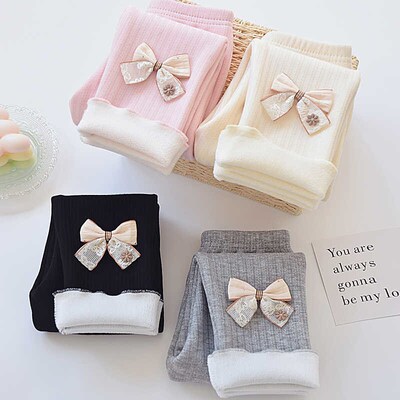 女童裤子加绒加厚l羊羔绒女宝宝儿童打底裤秋冬季保暖棉裤外穿冬