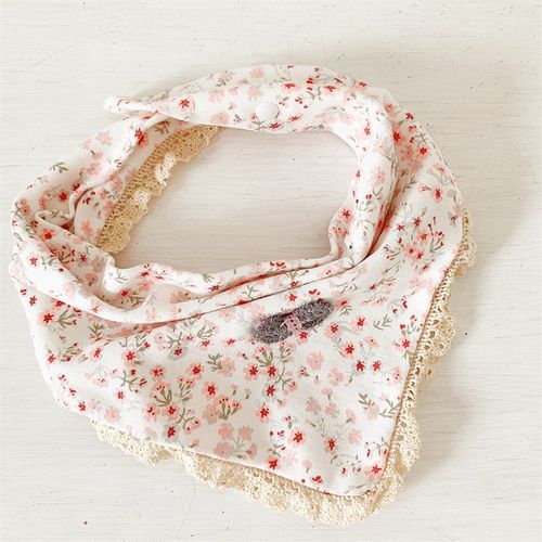 5条装宝宝三角i口水巾婴儿围嘴双层纯棉摁扣花边围巾春秋冬季围兜