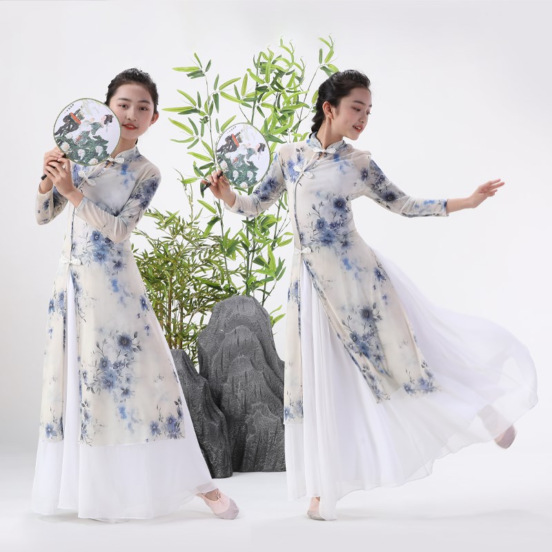 儿童古典舞服装女童汉服表v演服古风飘逸练功服新款舞蹈池上演出
