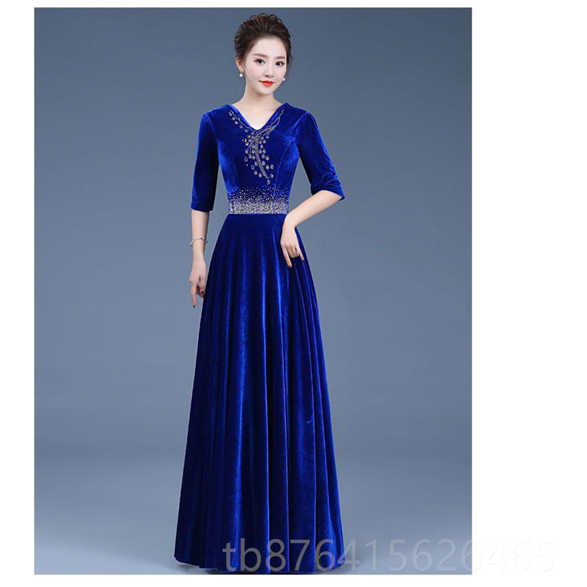正品经典唱团合唱歌服金丝绒秋合冬季礼服演出大比赛服红长裙
