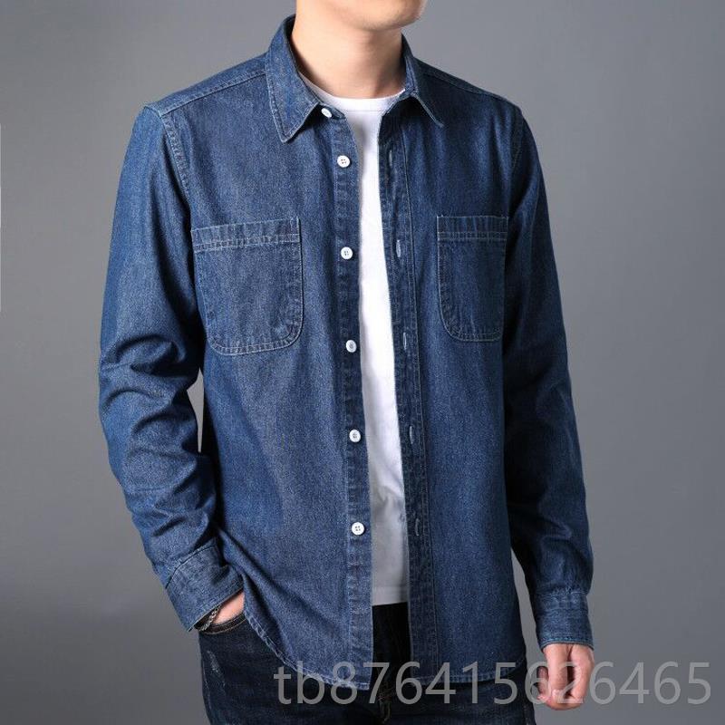 正品夏季薄款仔衬衫工间作男士汽修电服牛焊车工厂防烫耐磨劳保服