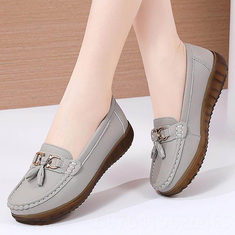 正品超软舒适厚底豆豆鞋女筋秋季新款真皮牛软底底一脚蹬年中老妈,女鞋,浅口单鞋,淘宝优惠券,粉丝福利购,淘宝优惠卷