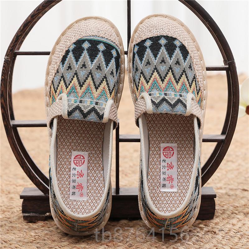 正品京睿老北京布鞋023妈年春季新风款妈鞋2民族古典绣花鞋平底女