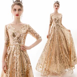 正品宴雅会场晚礼服裙女2024新长款气高贵优名媛款主持人气质演出