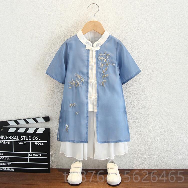 正品风儿童汉服演出服女童中国古装中式男古国风长衫民风古筝朗诵