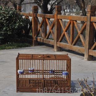 正品笼包邮双横连排竹质方笼刷清漆活底抽屉相思蜡嘴体等小型鸟格