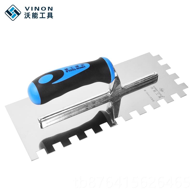 正品沃具不锈钢齿形刮能板抹泥刀异大板薄贴工齿刀形虎齿抹子贴砖