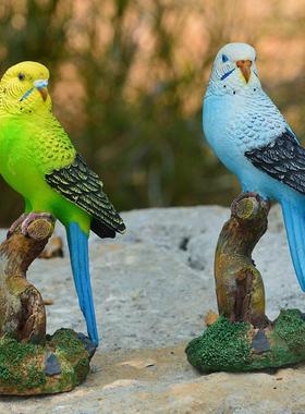 仿真虎皮金刚鹦鹉动物摆件阳台别墅花园桌面树脂创意装饰工艺品