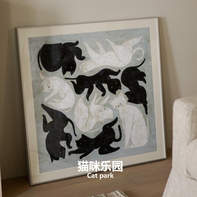 线稿日记「猫咪乐园」装饰画/卧室挂画客餐厅入户玄关背景墙落地