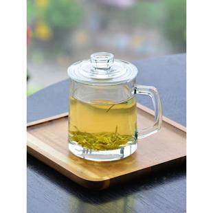 喜碧耐热把杯格隆泡茶杯家用开水杯带把手带盖玻璃杯380ml礼品杯