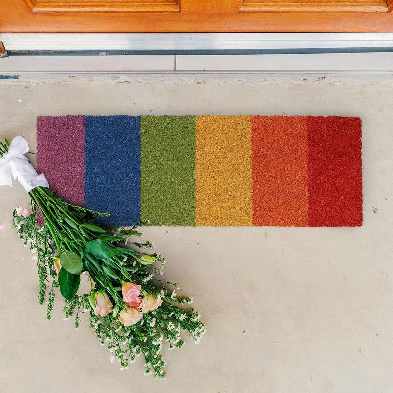 印度进口椰棕环保地垫长条入户门进门口门厅彩虹除尘蹭土耐脏门垫